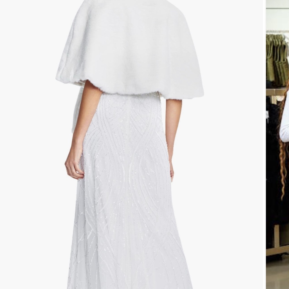 Adrianna Papell White Faux Fur Cape - worn for 5 min - Picture 5 of 5